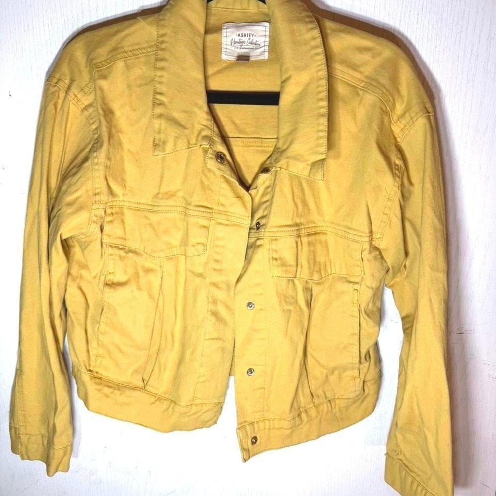 Ashley Heritage Collection Mustard Yellow Denim Trucker Jacket XL JK-JR-0729